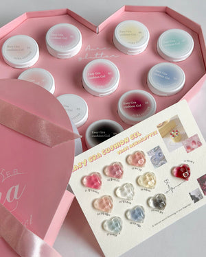 【AURA GLITTER】Easy Gra Cushion Gel Sponge + Easy Picker 10-piece Set Gradient Cheek Nai