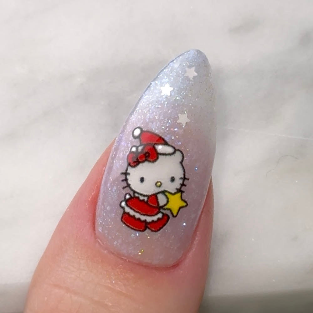 【AURA GLITTER】Santa Kitty Nail Stickers Winter Christmas