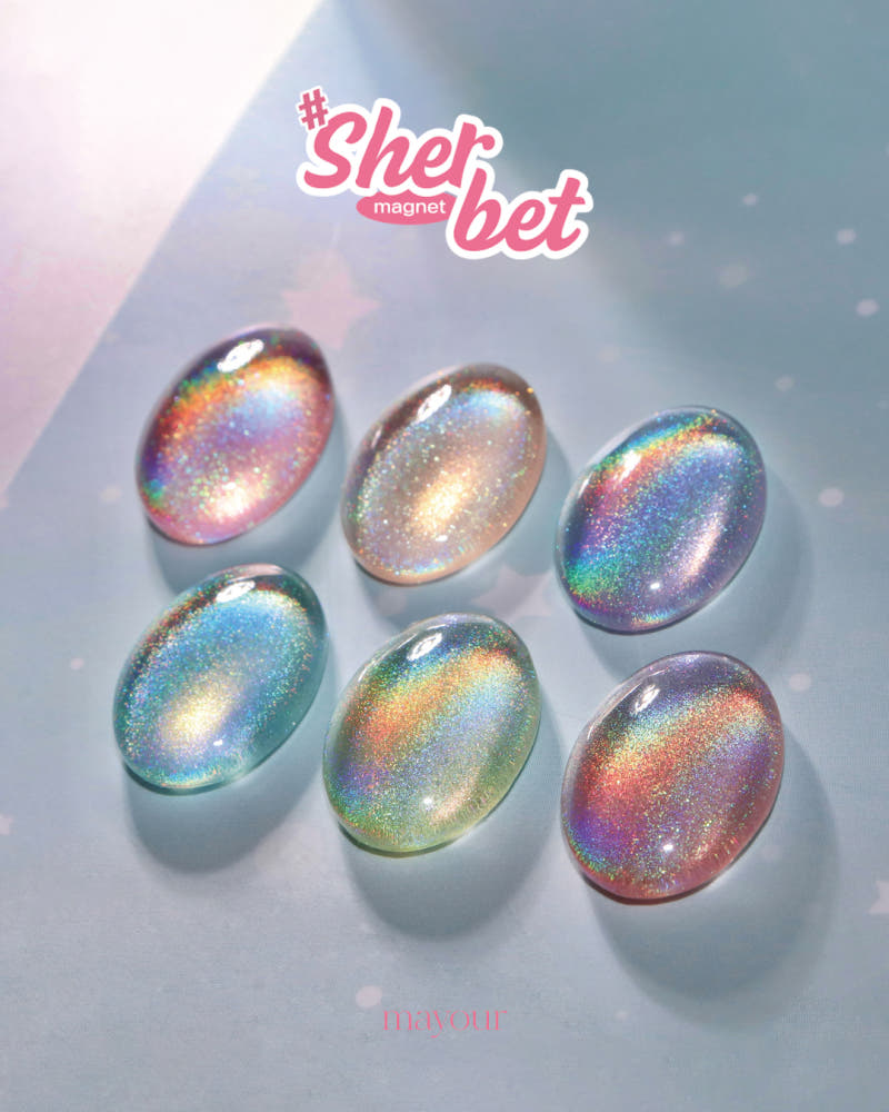 【Mayour】Sherbet Hologram Magnetic Gel 6-piece set