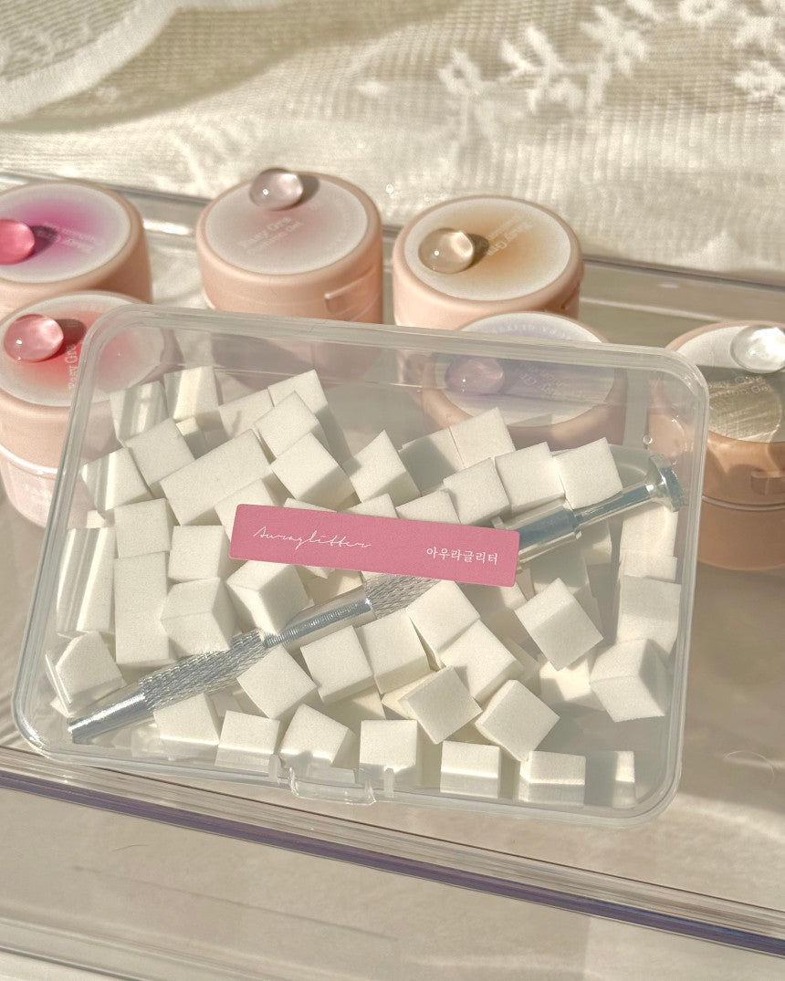 【AURA GLITTER】Easy Picker X Sponge Set Nail Gradation Sponge Tongs