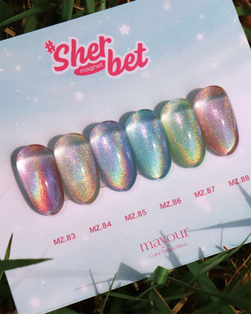 【Mayour】Sherbet Hologram Magnetic Gel 6-piece set