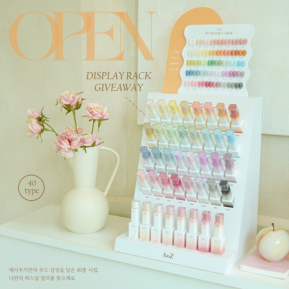 【AtoZ】Syrup Gel 40 Types Open Set Display Rack + Chart Board Included This Month's Art Gel Nail