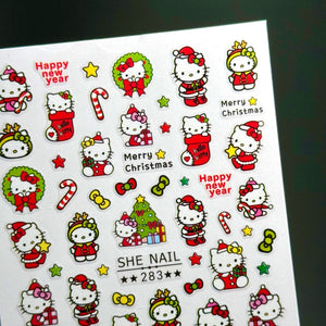 【AURA GLITTER】Merry Kitty Nail Sticker Santa Winter Christmas