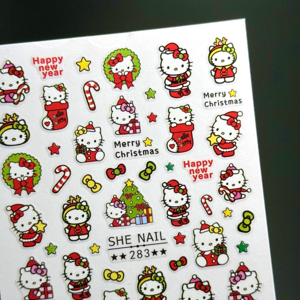 【AURA GLITTER】Merry Kitty Nail Sticker Santa Winter Christmas