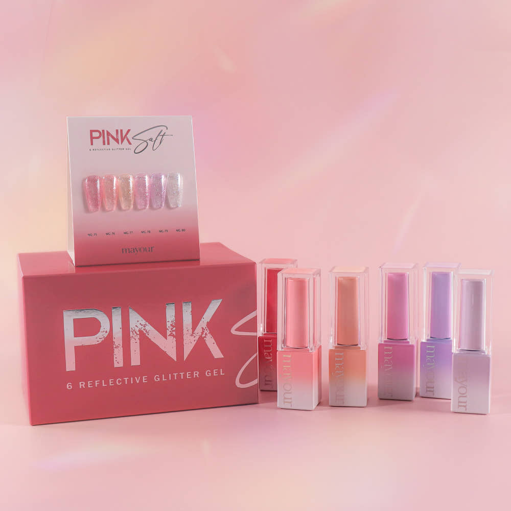 【Mayour】PinkSalt Reflective Glitter Gel 6-piece set