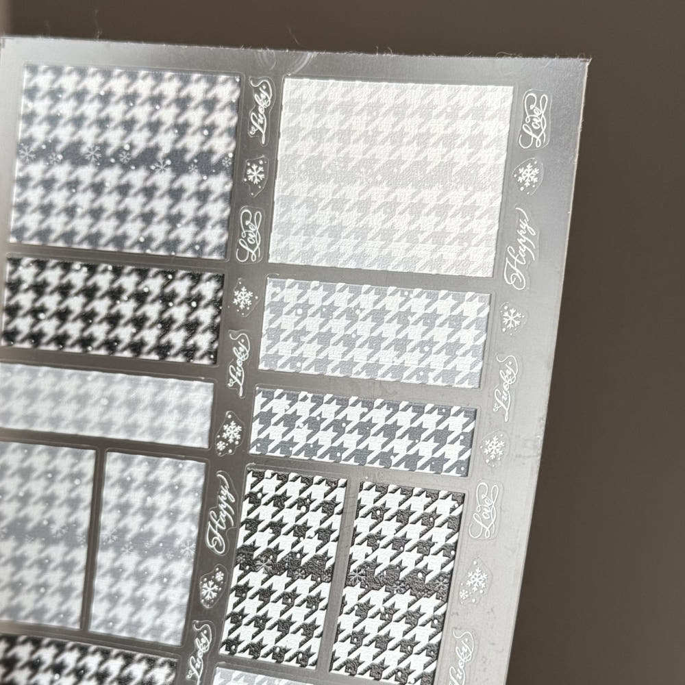 【AURA GLITTER】Snowflake Houndstooth Nail Sticker