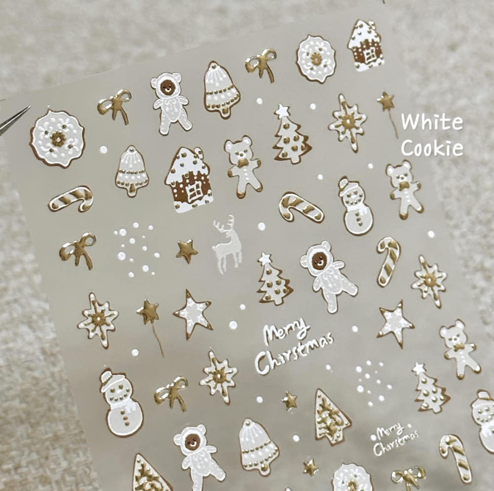 【AURA GLITTER】White Cookie Nail Stickers Christmas Winter