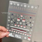 【AURA GLITTER】3 types of Santa lettering reindeer nail stickers with winter Christmas patterns