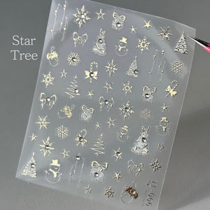 【AURA GLITTER】Star Tree Nail Stickers Christmas Winter