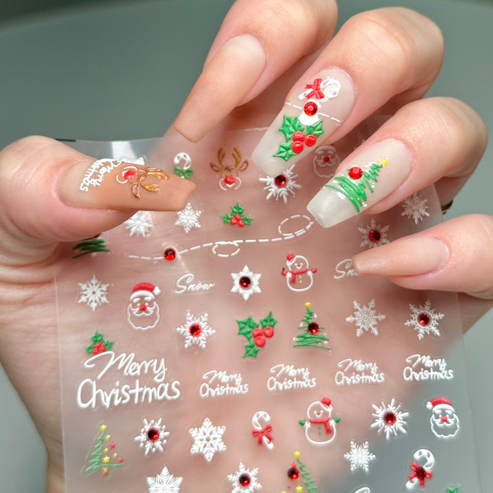【AURA GLITTER】Red Christmas Nail Stickers Winter FW
