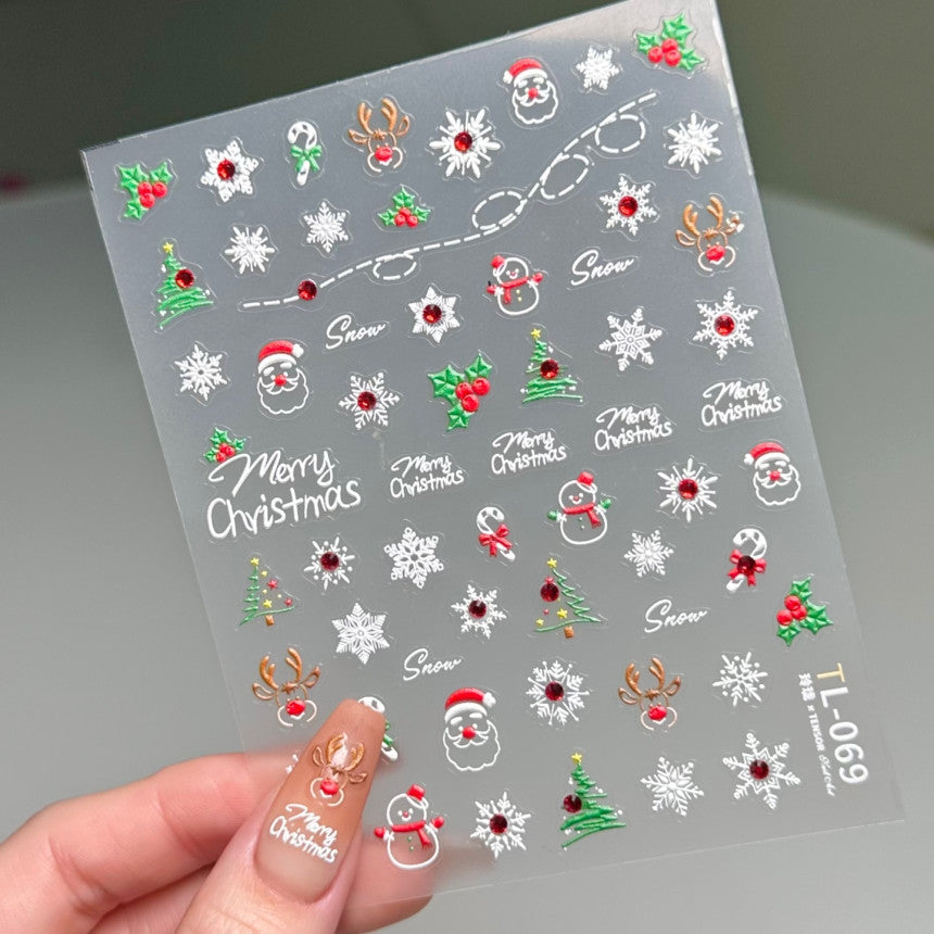 【AURA GLITTER】Red Christmas Nail Stickers Winter FW